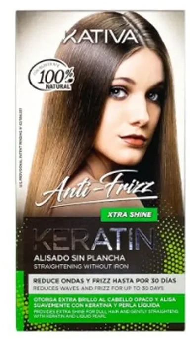 Kativa Keratin Minkštinantis ir glotninantis Straightening Extra Shine plaukų tiesinimo priemonė suteikianti blizgesio
