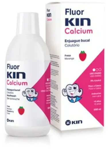 Kin Fluorkin Kalcio burnos skalavimo skystis braškių skonio 500ml