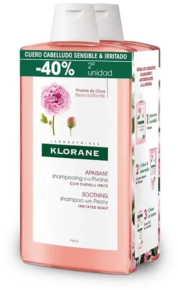 Klorane DUPLO Peony Šampūnas šampūnas, 2 x 400 ml