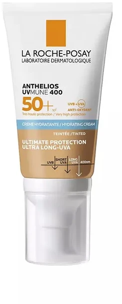La Roche-Posay Anthelios UVMune 400 Hydrating Kreminis SPF 50+ apsauginis kremas nuo saulės jautriai veido odai, 50 ml