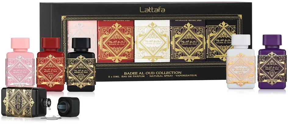 „Lattafa Badee Al Oud“ kolekcijos rinkinys U 5 x 5 ml rinkinys