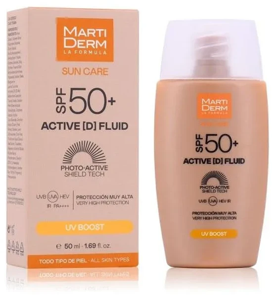 Martiderm Sun Care Active [D] Fluid SPF 50+ intensyvaus poveikio fluidinis veido kremas nuo saulės, 50 ml