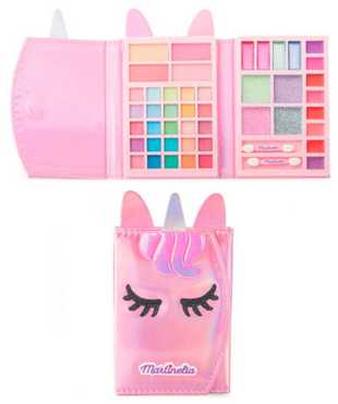 Aquarius MARTINELIA Little Unicorn kosmetikos rinkinys Travel Wallet, 25 akių šešėliai, 4 skaistalai, 8 blizgantys kremai, 8 lūpų blizgesiai, 2 aplikatoriai