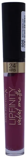 Max Factor Lipfinity Velvet Matte Lūpų dažai, 3,5 ml, spalva - 005 Matte Merlot