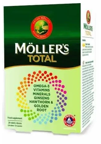 MOLLER´S "Möller's Total Multivitamins + Omega-3 (28 tabletės + 28 kapsulės)