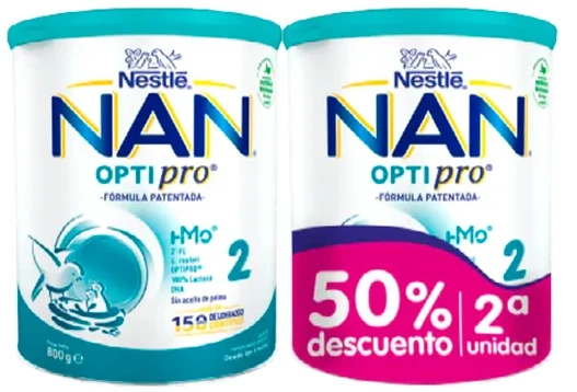 Nestlé Nan Optipro 2 DUPLO 2x800g papildomas pienas kūdikiams nuo 6 mėnesių