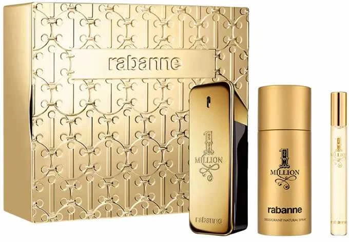 Paco Rabanne 1 Million rinkinys vyrams (EDT, 100 ml + EDT, 10 ml + dezodorantas, 150 ml)