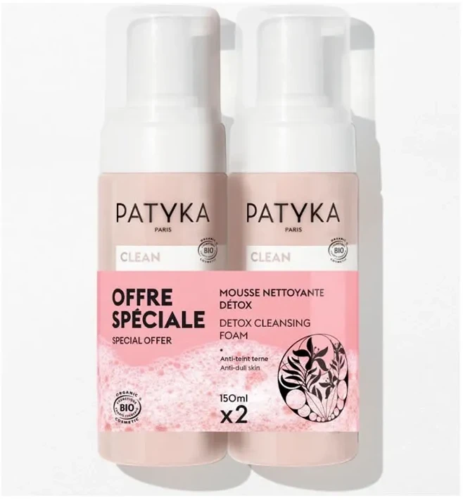 detoksikuojančios prausimosi putos Patyka Mousse Nettoyante Detox 2x 150ml