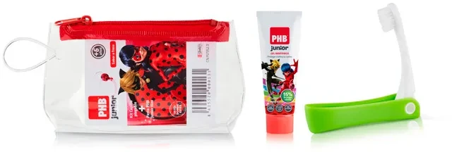 "Phb Junior" kelioninis dantų šepetėlis + dantų pasta su geliu 15ml