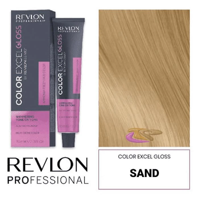 Revlon Color Excel Gloss 31 Sand dažų pakuotė ir atspalvis