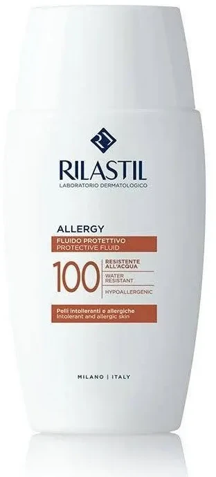 Rilastil Sun System Allergy 100 Ultrafluid Spf50+ veido emulsija apsauganti jautrią odą nuo UVA UVB IR HEV spindulių 50ml
