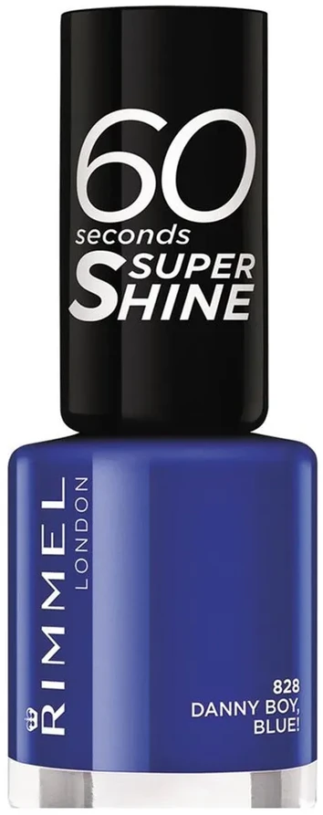 Rimmel London 60 Seconds Super Shine Nagų lakas Moterims 8 ml, 828 Danny Boy, Blue!