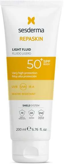 Sesderma Repaskin Light Fluid Spf50+kūno kremas nuo saulės 200ml