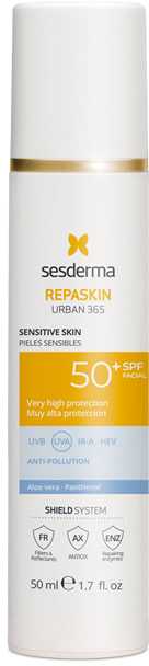 Veido kremas nuo saulės jautriai odai Sesderma Repaskin Urban 365 su SPF50+, 50 ml
