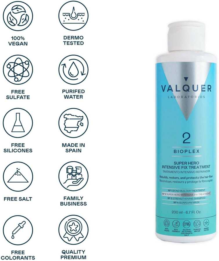 Atstatomoji priemonė plaukams Valquer Bioplex Nº 2 Intensive Repairing Hair Treatment, 200 ml