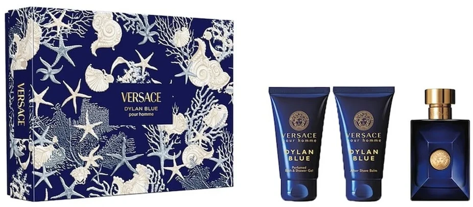 Versace Dylan Mėlyna Pour Homme Eau De Toilette, 50 ml Purškiklis Gel De Baño, 50 ml Balsamo After Shave, 50 ml