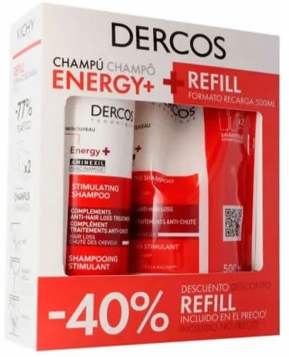 Vichy Dercos Energy+ Stimulating Anti-Hair Loss rinkinys plaukams (šampūnas, 400 ml + Refill šampūno papildymas, 400 ml)