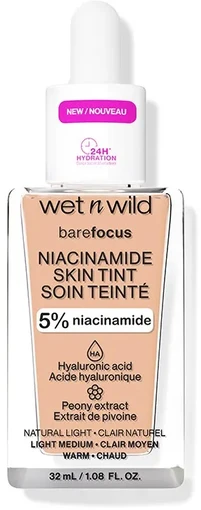 Wet n Wild Bare Focus Niacinamido odos atspalvio makiažas