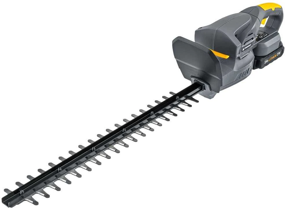 Powermat Akumuliatorinės gyvatvorių žirklės, 21V maitinamos akumuliatoriumi, 450mm ašmenų ilgis, su 2x 2Ah akumuliatoriais, sodo priežiūrai, krūmų formavimui ir topiarui