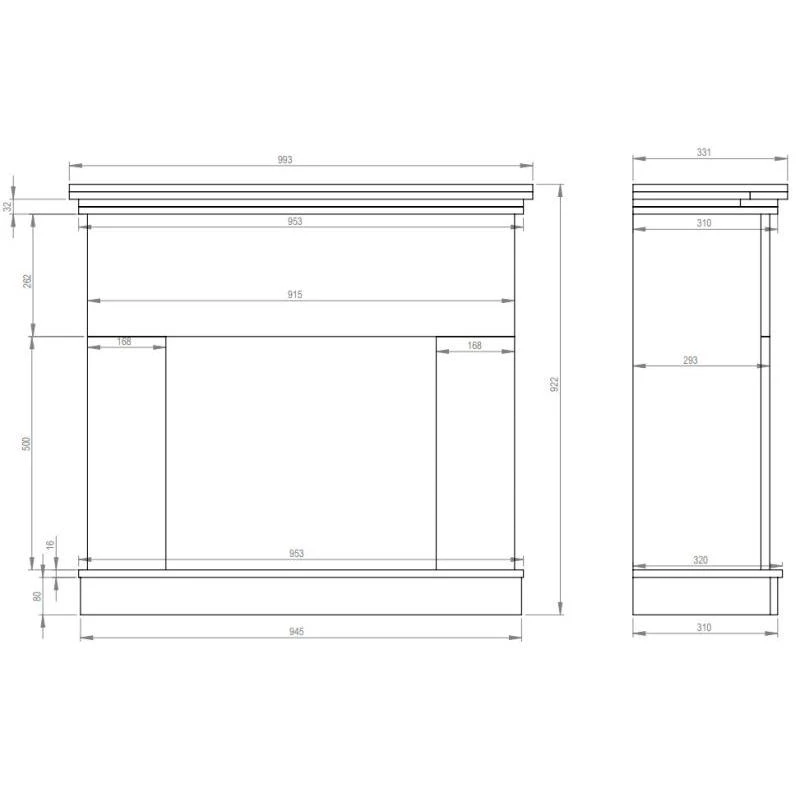 AFLAMO KEMI Baltas 2D pastatomas elektrinis židinys su apdaila