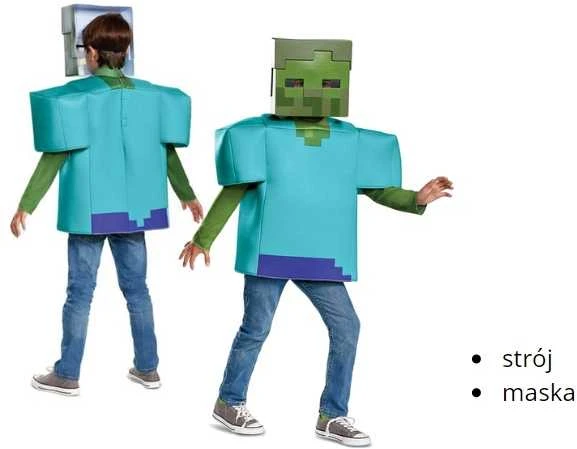Almarina Minecraft karnavalinis kostiumas berniukui, zombiui, 110-122 cm (4-6 metai)