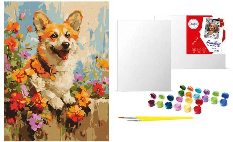 Art Active Norimpex Paveikslas skaičiais - Korgis gėlėse 30x40cm
