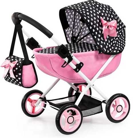 Bayer Design Bayer - Lėlių vežimėlis Cosy - Juodas/Rožinis (12760AA)