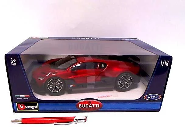 *BBURAGO metal, 1:18, Bugatti Divo Metalic, Raudonas