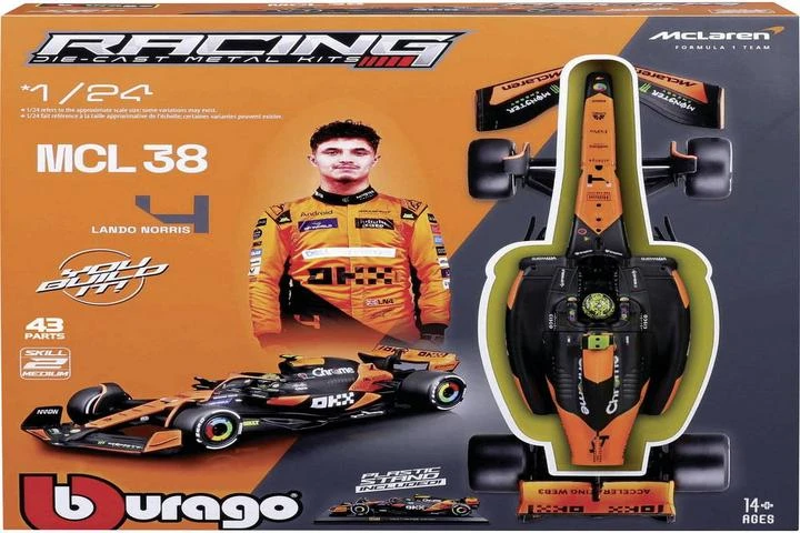 Bburago BBU 1:24 modelis KIT F1 McLaren MCL38 L.Norris 28504