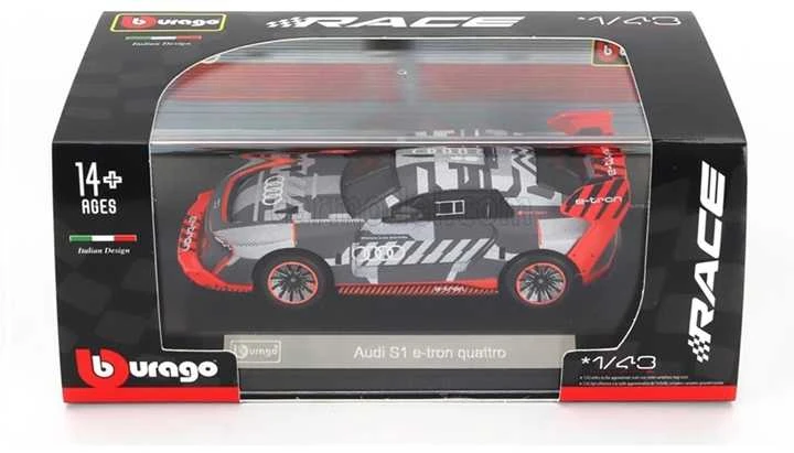 Bburago Race Audi S1 E-Tron Quattro Pilkas 1:43 BBURAGO