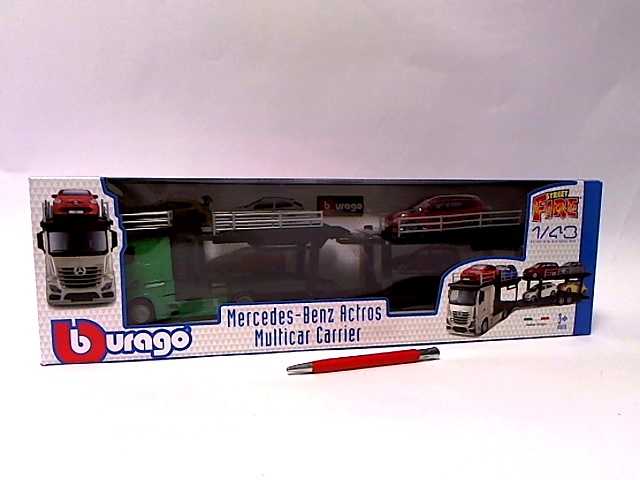 BBURAGO 1/43 Street Fire auto vilkikas Mercedes Benz Actros su automobiliu, asort., 18-31458