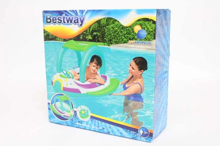 BESTWAY pripučiamas vaikiškas plaustas su stogeliu Space Splash, 1.07m x 1.12m, 34149