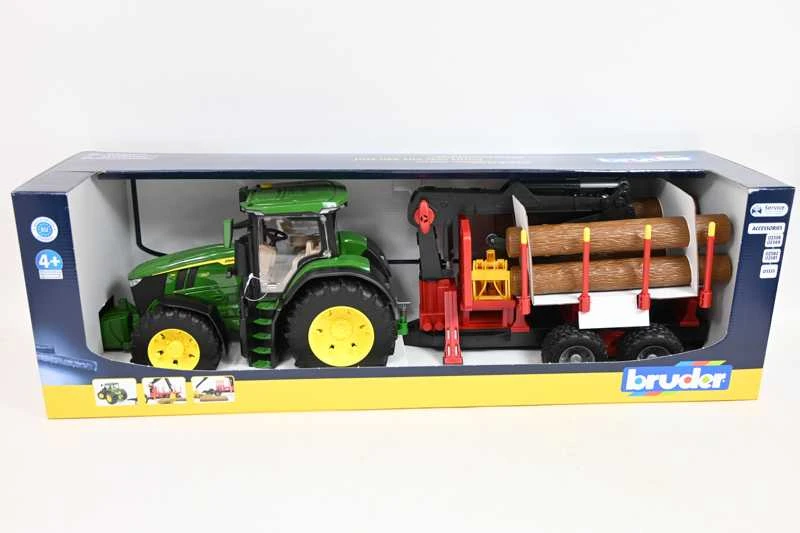Komplektas Bruder John Deere 7R 350 su miško priekaba