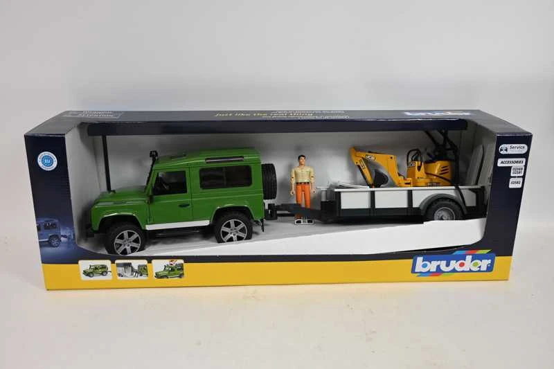 BRUDER sunkvežimis Land Rover ir eskavatorius su darbuotoju, 2593