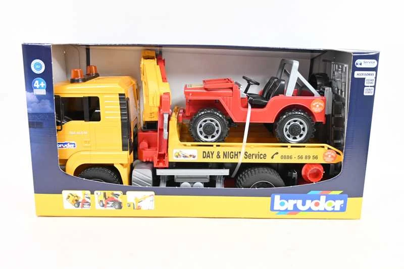 BRUDER sunkvežimis geltonas su raudonu džipu, 02750