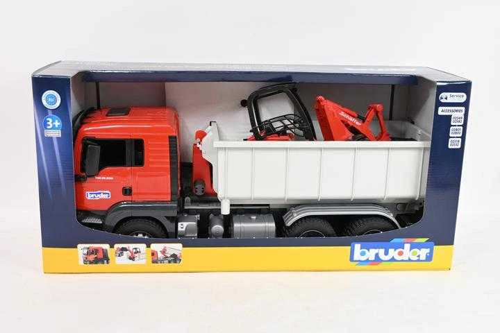 BRUDER 1:16 MAN TGS suknvežimis su konteineriu ir krautuvu, 03767
