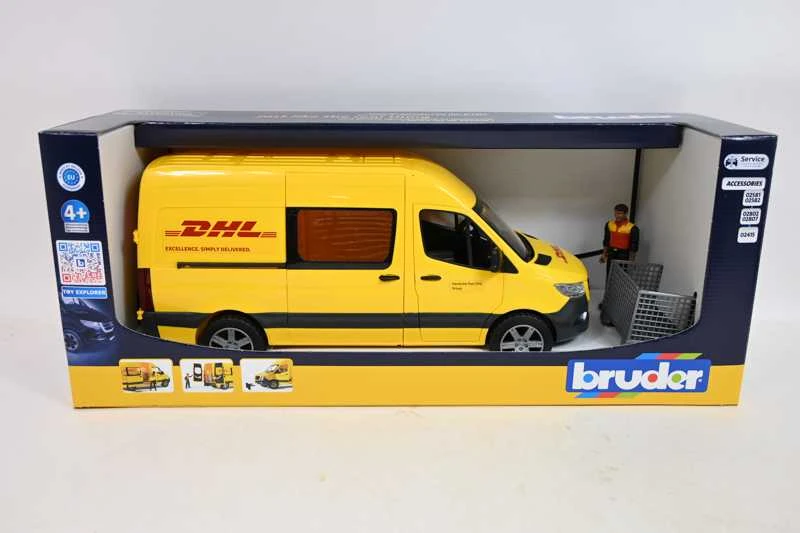 BRUDER 1:16 siuntų pristatymo furgonas MB Sprinter DHL su vairuotoju, 02671