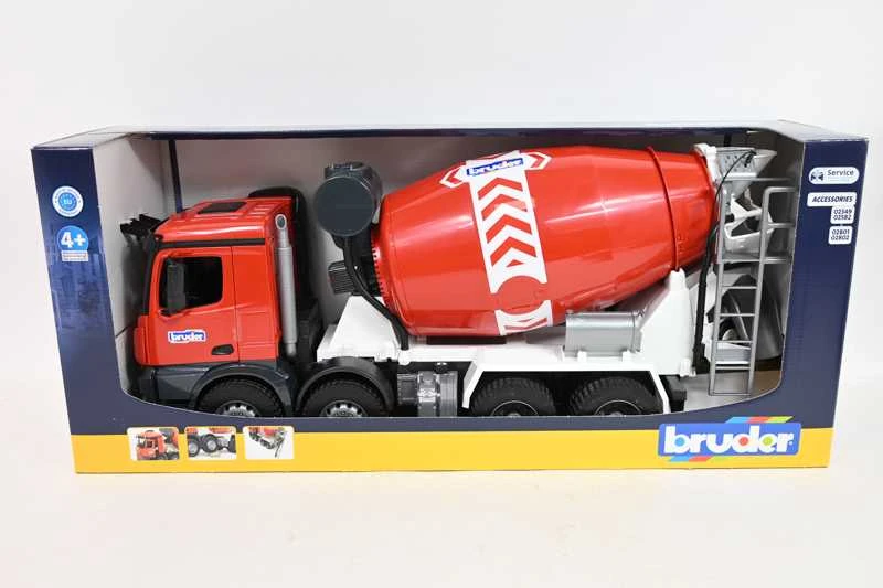 Vaikiškas cemento betonvežis Bruder MB Arocs, raudonas