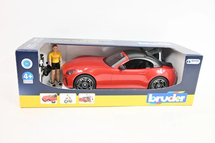 Bruder Ata BRUDER automobilis Roadster ir dviratininkas su kelių dviračiu, 03485