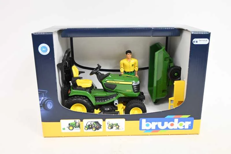 BRUDER traktorius John Deere Lawn su priekaba ir sodininku, 62104