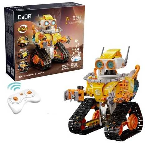 CADA CODE robotų blokų rinkinys, modelis W.BOT RC, nuotoliniu būdu valdomas Dual Mode 455