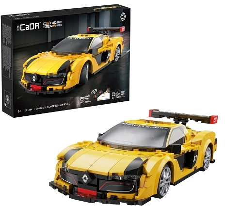 CaDA statybiniai blokai Nuotolinio valdymo automobilis Sportinis automobilis 21 cm 1:20 Renault Sport RS.01 294 detalės RC dvigubo režimo C51094W