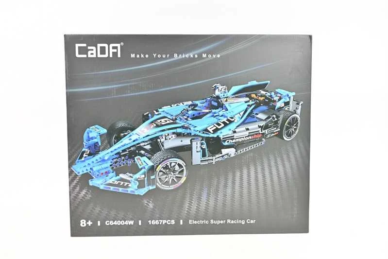 CaDA statybiniai blokai Didelis lenktyninis automobilis 60 cm Sportinis automobilis Elektrinis Super Racing Car Žydra lenktyninis automobilis Važiuoklė 1667 dalys