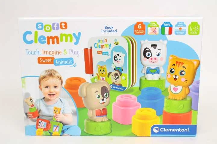 Clementoni kaladėlės Soft Clemmy su knygute "Sweet Animals"