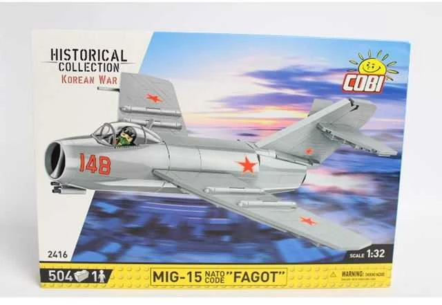 Code COBI 2416 istorinė kolekcija Korėjos karas Korėjos karo naikintuvas MIG-15 NATO KODAS "FAGOT" 504 kaladėlės