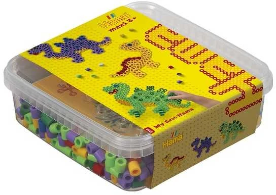 Hama Beads Hama - Maxi karoliukai - 600 karoliukų ir 1 perforuota lenta dėžutėje - Dinozauras (8742)