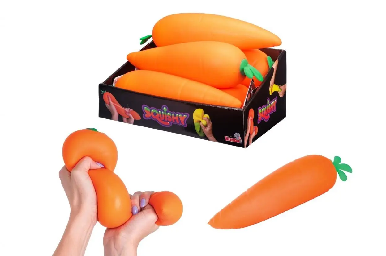 Minkštas antistresinis žaislas „Simba Squishy Carrot“ – morka, 28 cm (1 vnt.) aprašymas - Prekės nuotrauka