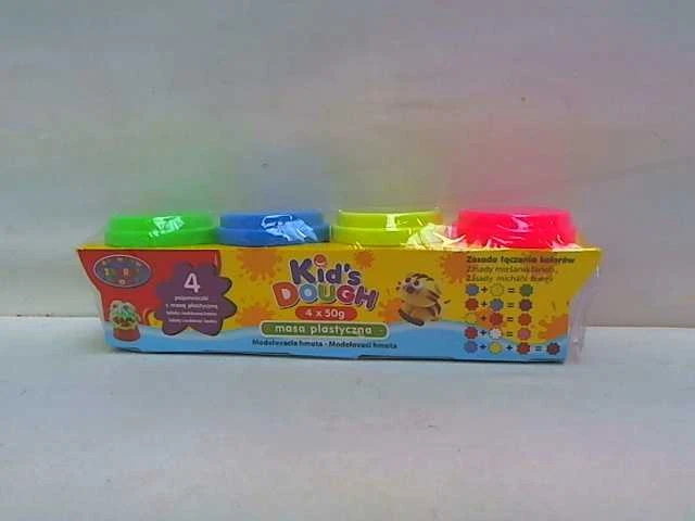 Dromader Lipdymo masė Kids Dough Neon su figūriniais dangteliais, 4 spalvos