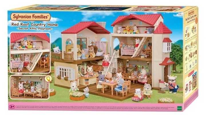 Sylvanian Families Raudonojo stogo kaimo namas Miniatiūrinis triušių namelis