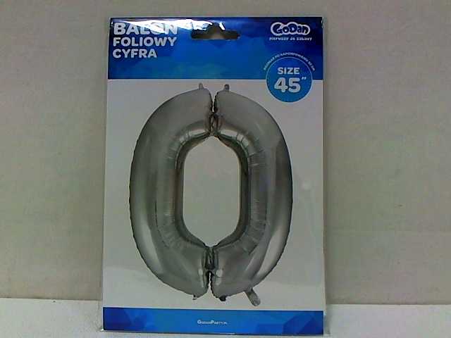 GoDan BALON foliowy Cyfra 0 sebrna 85 cm